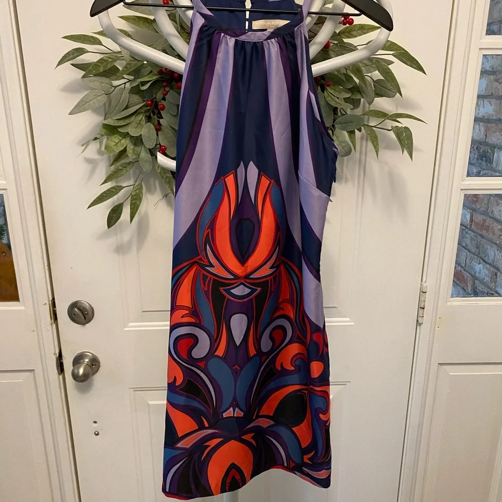 Banana Republic Abstract Retro Print Sleeveless Dress 4 S - Picture 1 of 10